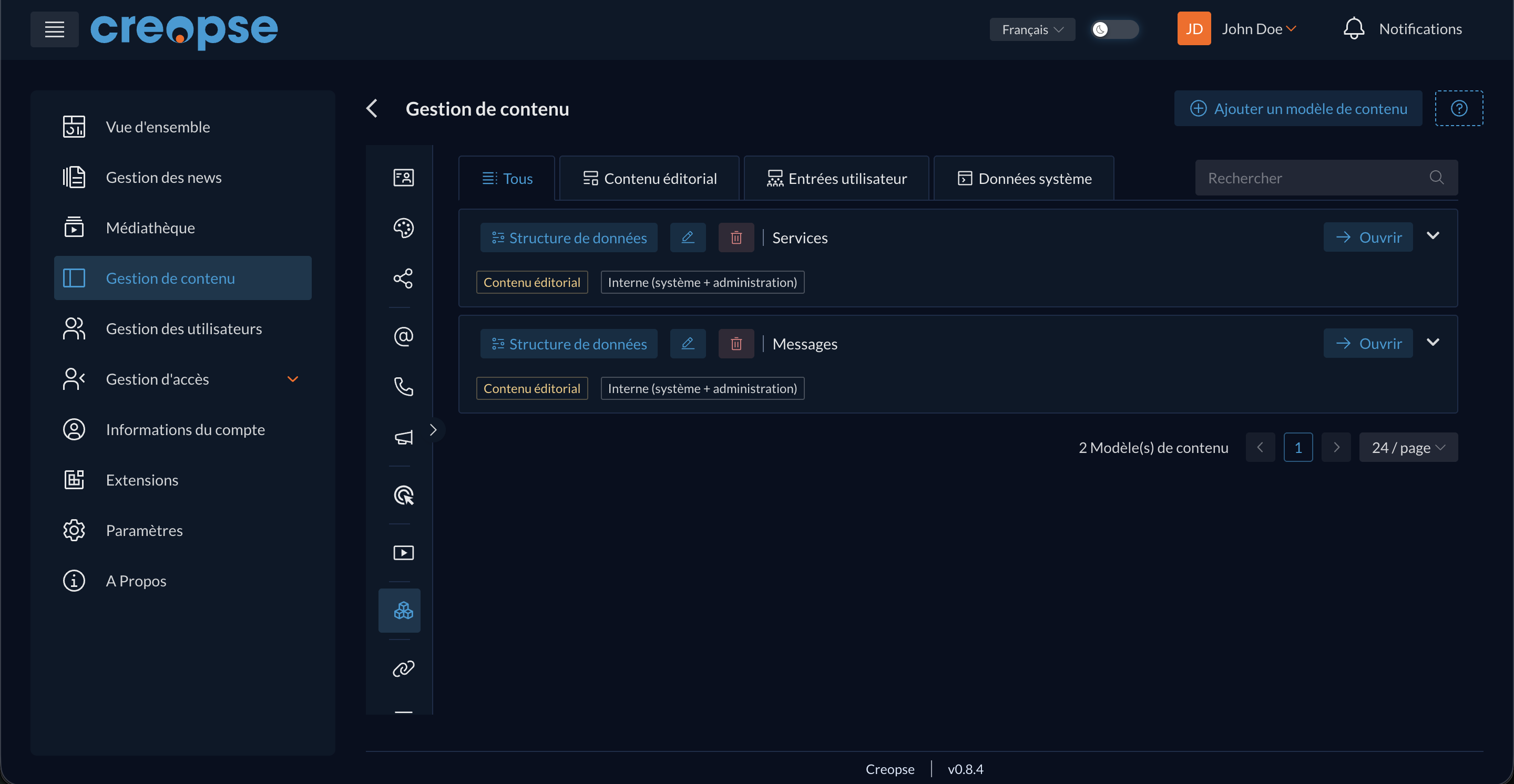 Modèles de contenu