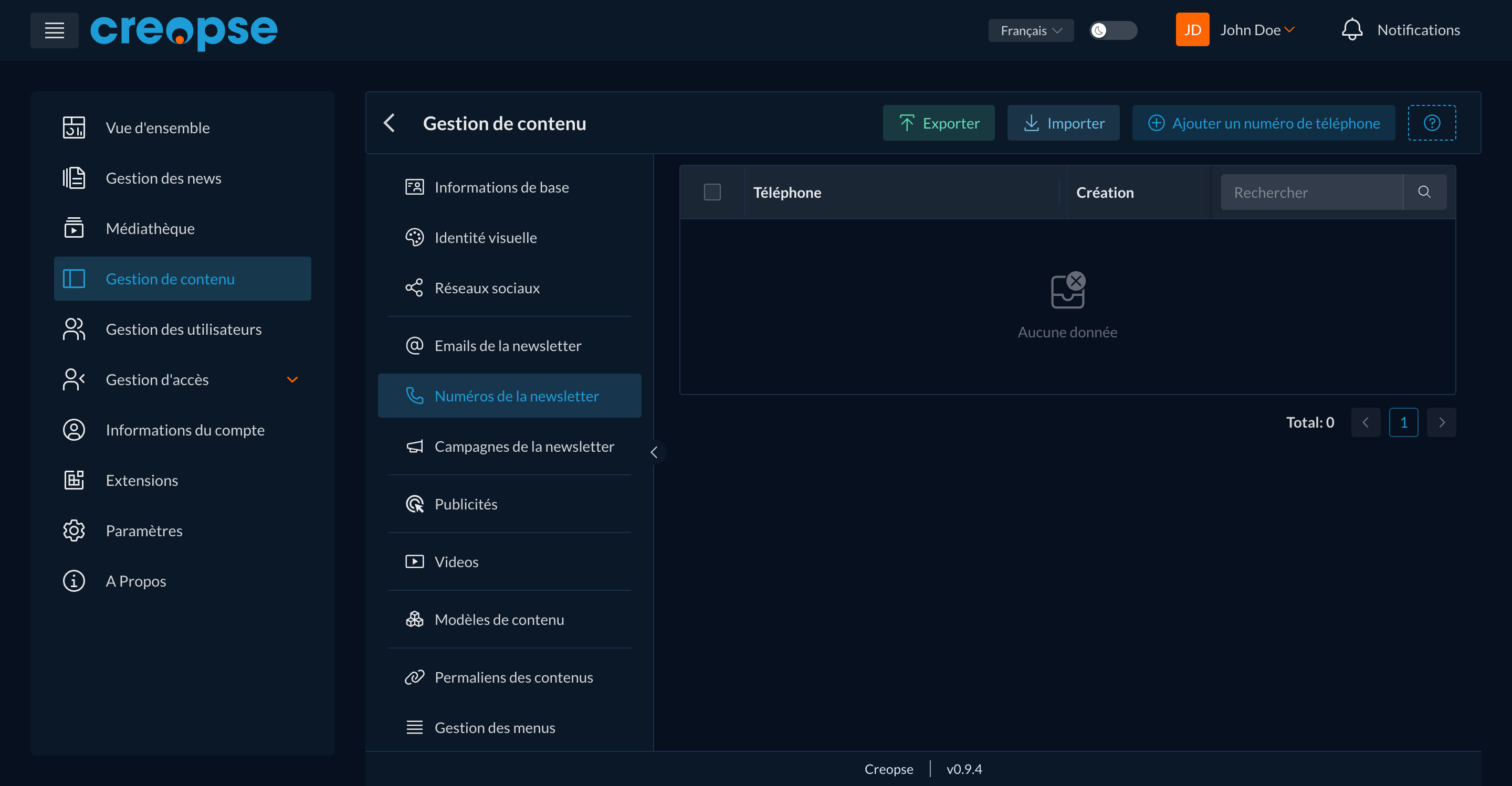 Numéros de la newsletter