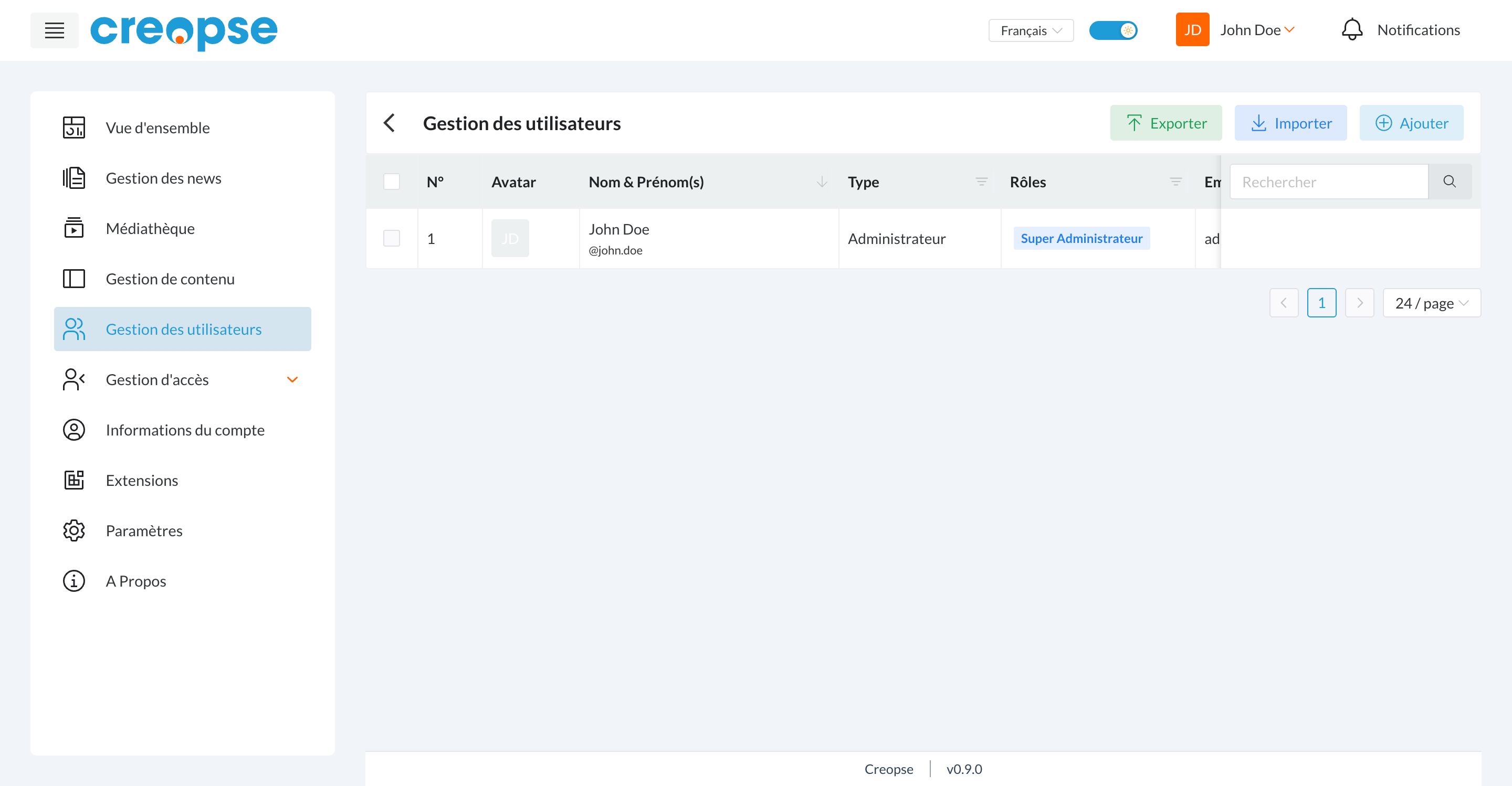 Gestion des utilisateurs